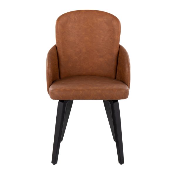 Dahlia Black Wood Camel Faux Leather Contemporary Dining Chairs Set of 2 5