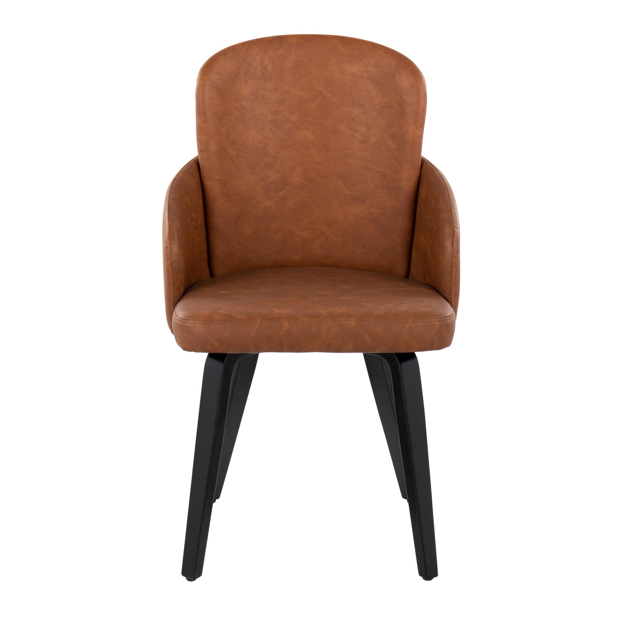 Dahlia Black Wood Camel Faux Leather Contemporary Dining Chairs (Set of 2) 6 Dahlia Black Wood Camel Faux Leather Contemporary Dining Chairs (Set of 2) - Image 6