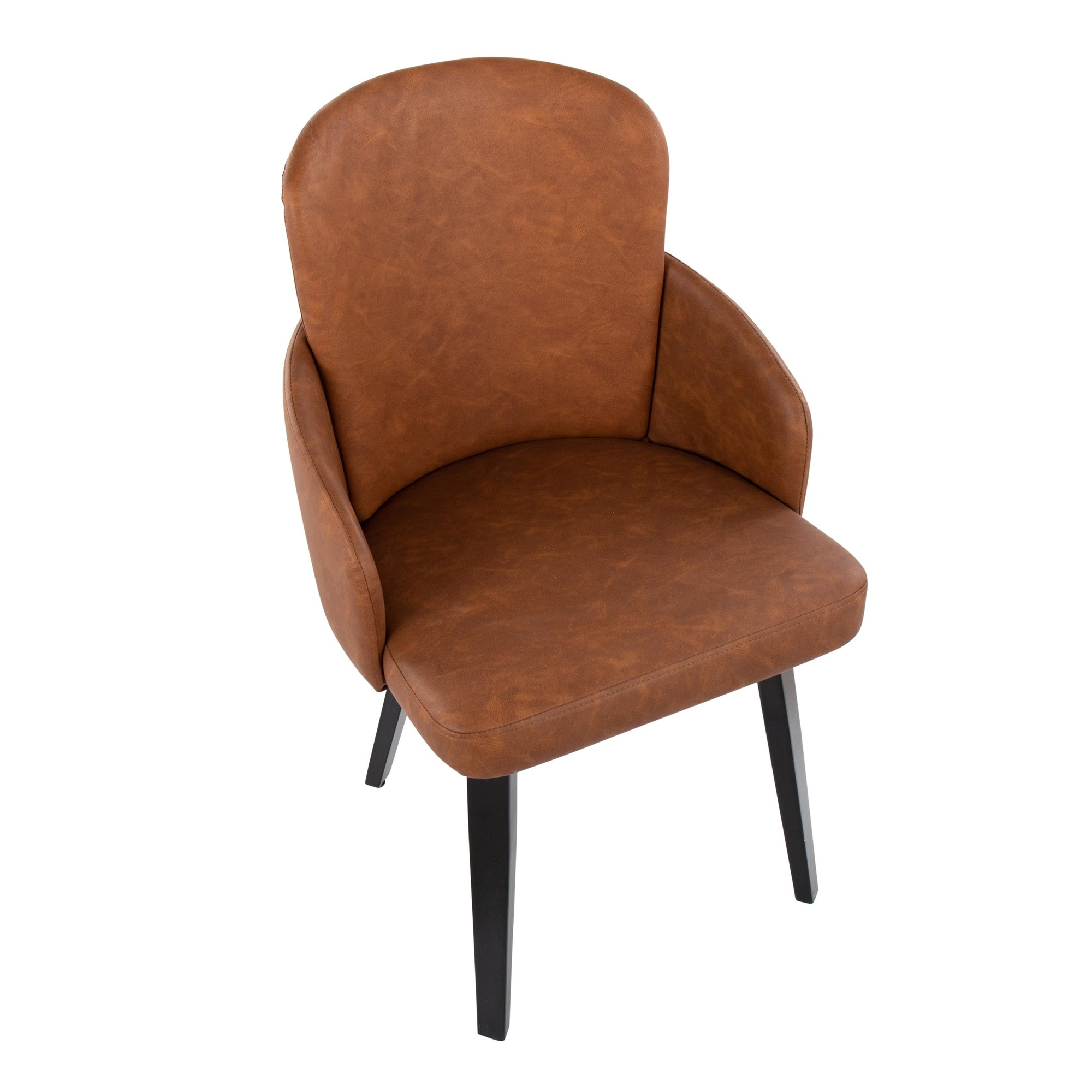 Dahlia Black Wood Camel Faux Leather Contemporary Dining Chairs (Set of 2) 7 Dahlia Black Wood Camel Faux Leather Contemporary Dining Chairs (Set of 2) - Image 7