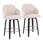 Dahlia Black Wood Cream Fabric Contemporary Counter Stools (Set of 2) 14 Dahlia Black Wood Cream Fabric Contemporary Counter Stools (Set of 2)