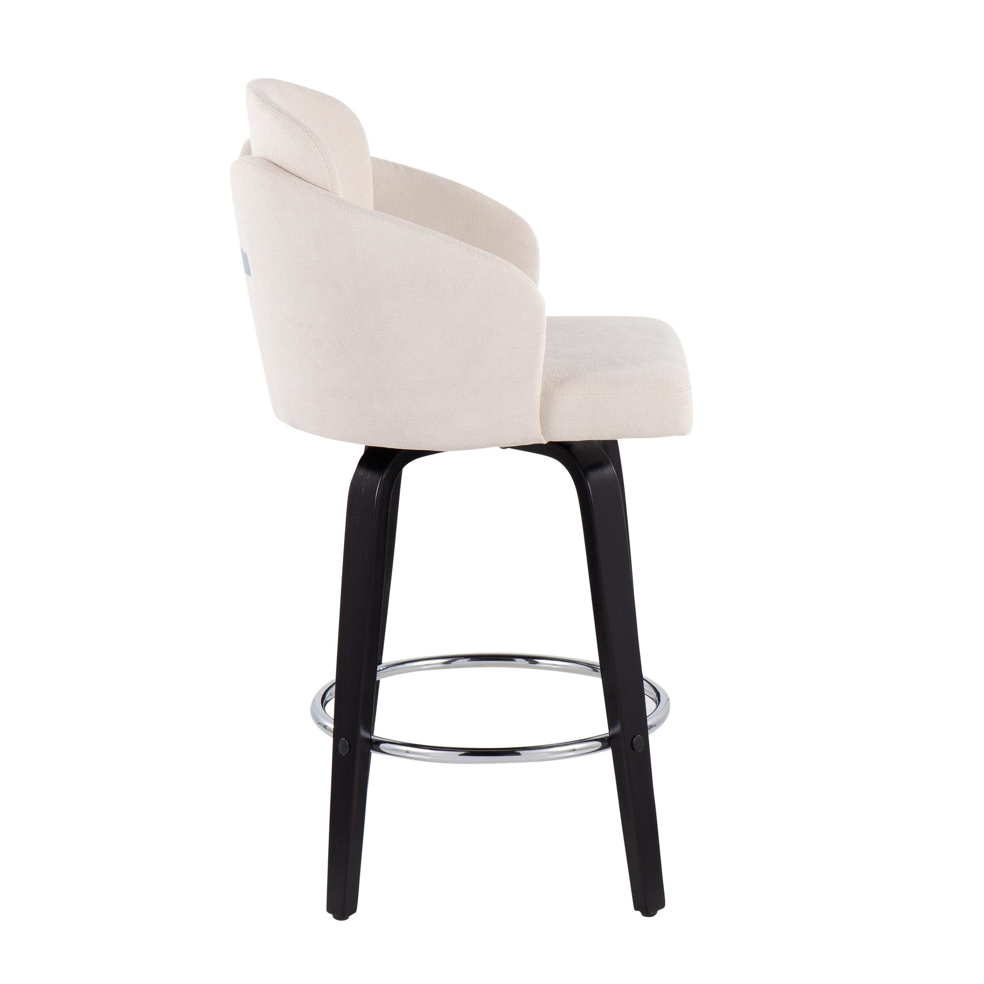 Dahlia Black Wood Cream Fabric Contemporary Counter Stools (Set of 2) 5 Dahlia Black Wood Cream Fabric Contemporary Counter Stools (Set of 2) - Image 5