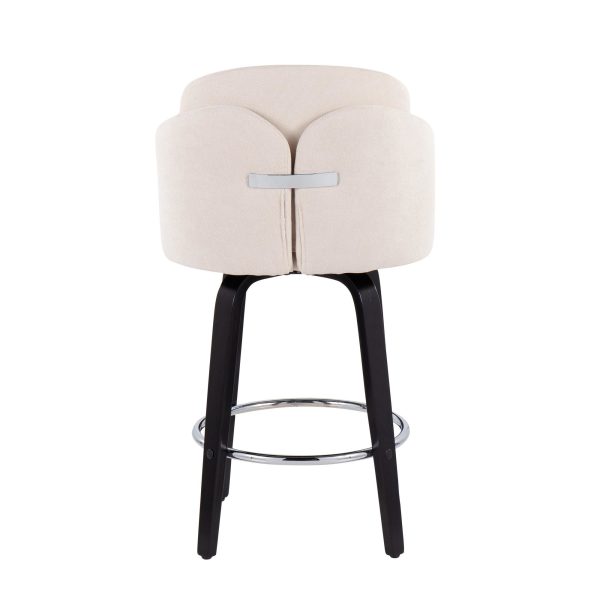 Dahlia Black Wood Cream Fabric Contemporary Counter Stools Set of 2 6