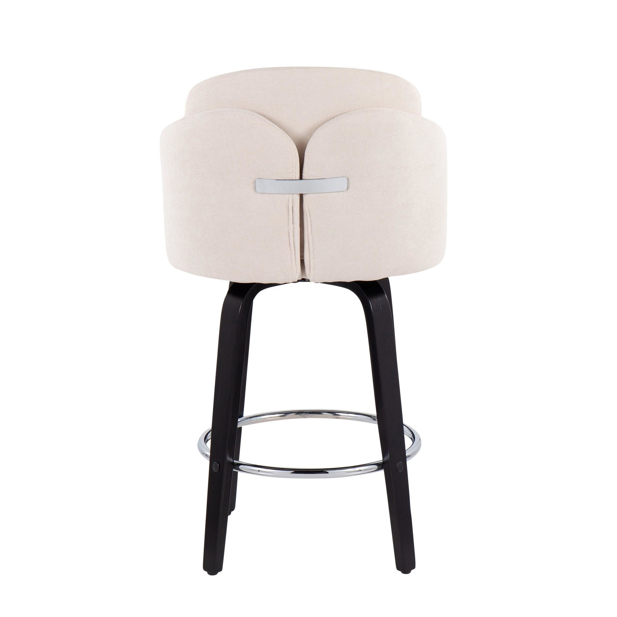 Dahlia Black Wood Cream Fabric Contemporary Counter Stools (Set of 2) 7 Dahlia Black Wood Cream Fabric Contemporary Counter Stools (Set of 2) - Image 7