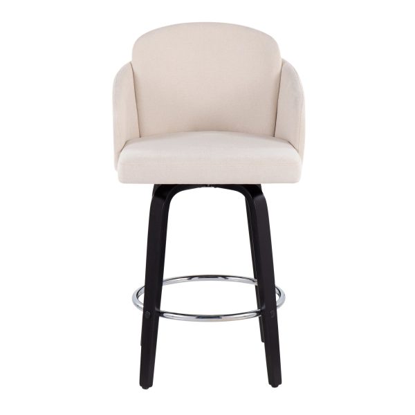 Dahlia Black Wood Cream Fabric Contemporary Counter Stools Set of 2 7