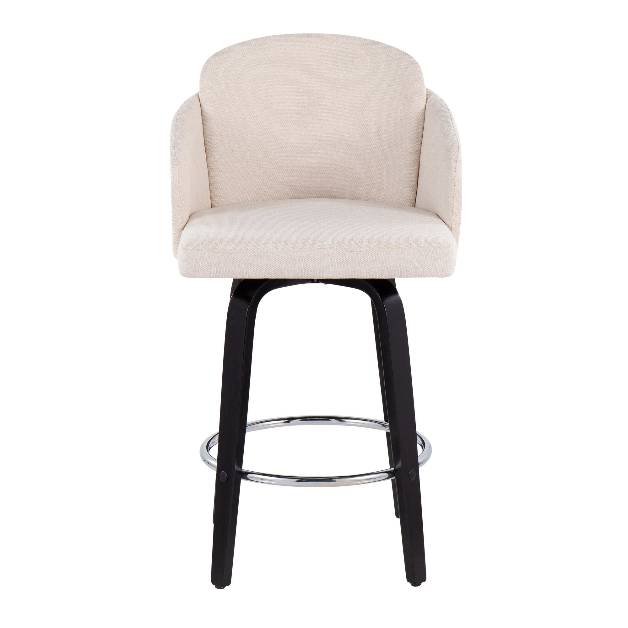 Dahlia Black Wood Cream Fabric Contemporary Counter Stools (Set of 2) 8 Dahlia Black Wood Cream Fabric Contemporary Counter Stools (Set of 2) - Image 8