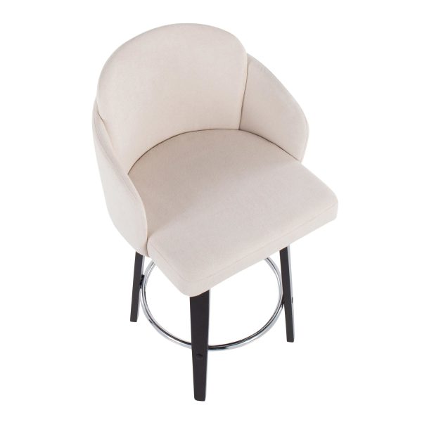 Dahlia Black Wood Cream Fabric Contemporary Counter Stools Set of 2 8