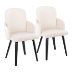 Dahlia Black Wood Cream Fabric Contemporary Dining Chairs (Set of 2) 13 Dahlia Black Wood Cream Fabric Contemporary Dining Chairs (Set of 2)