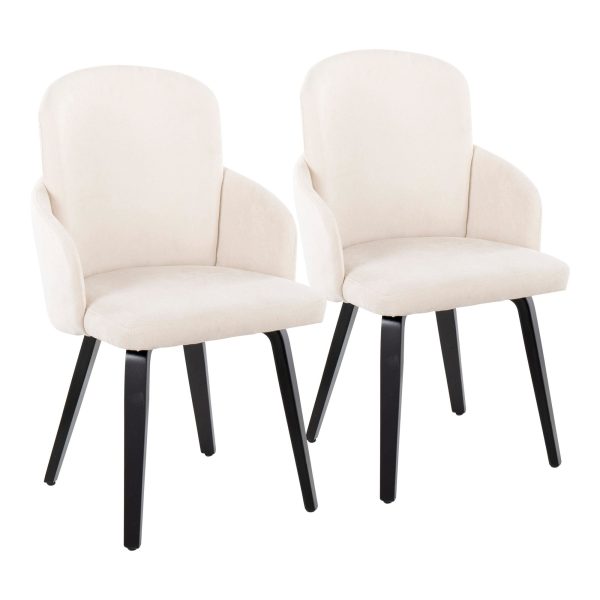 Dahlia Black Wood Cream Fabric Contemporary Dining Chairs Set of 2 2