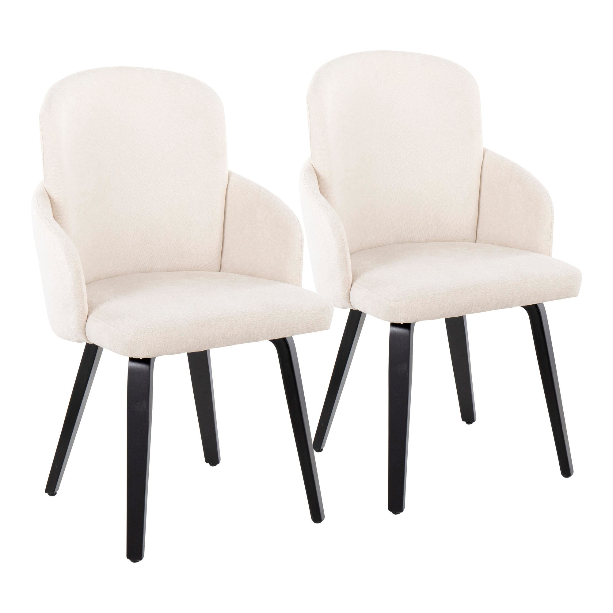 Dahlia Black Wood Cream Fabric Contemporary Dining Chairs (Set of 2) 3 Dahlia Black Wood Cream Fabric Contemporary Dining Chairs (Set of 2) - Image 3