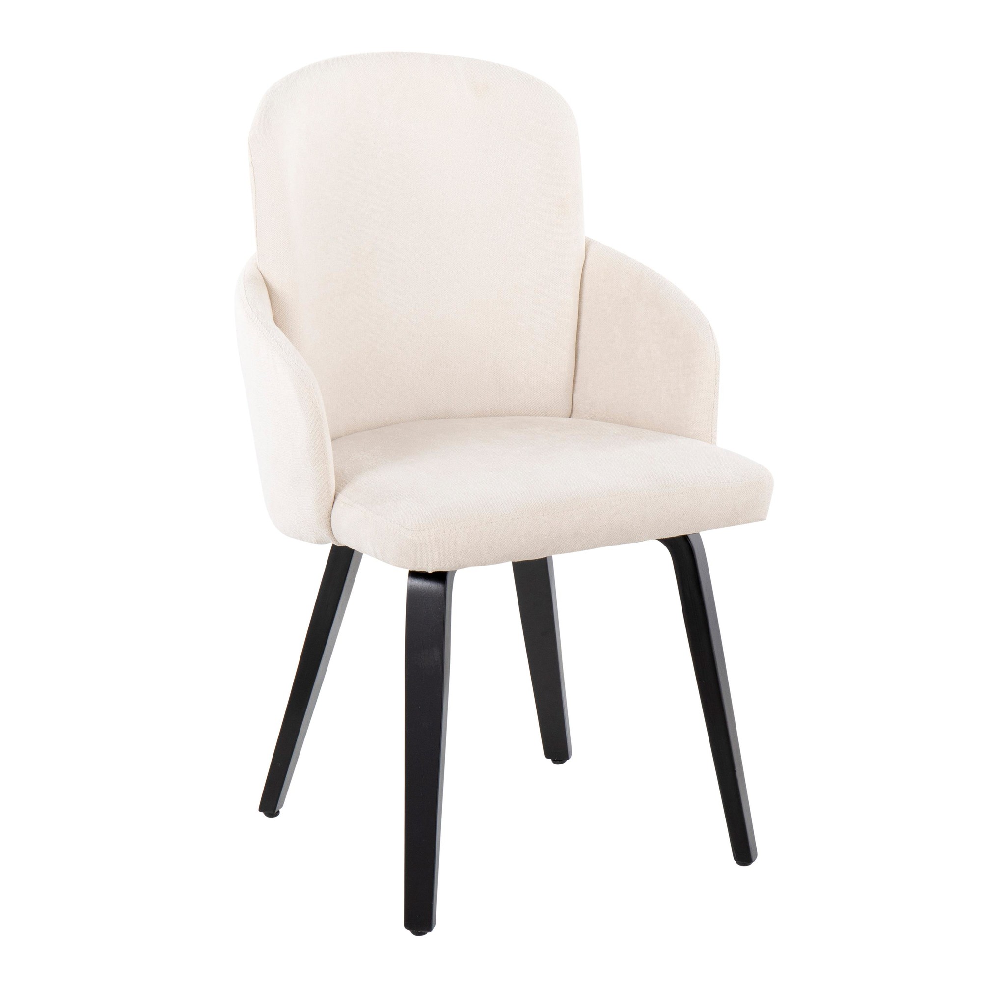 Dahlia Black Wood Cream Fabric Contemporary Dining Chairs (Set of 2) 4 Dahlia Black Wood Cream Fabric Contemporary Dining Chairs (Set of 2) - Image 4