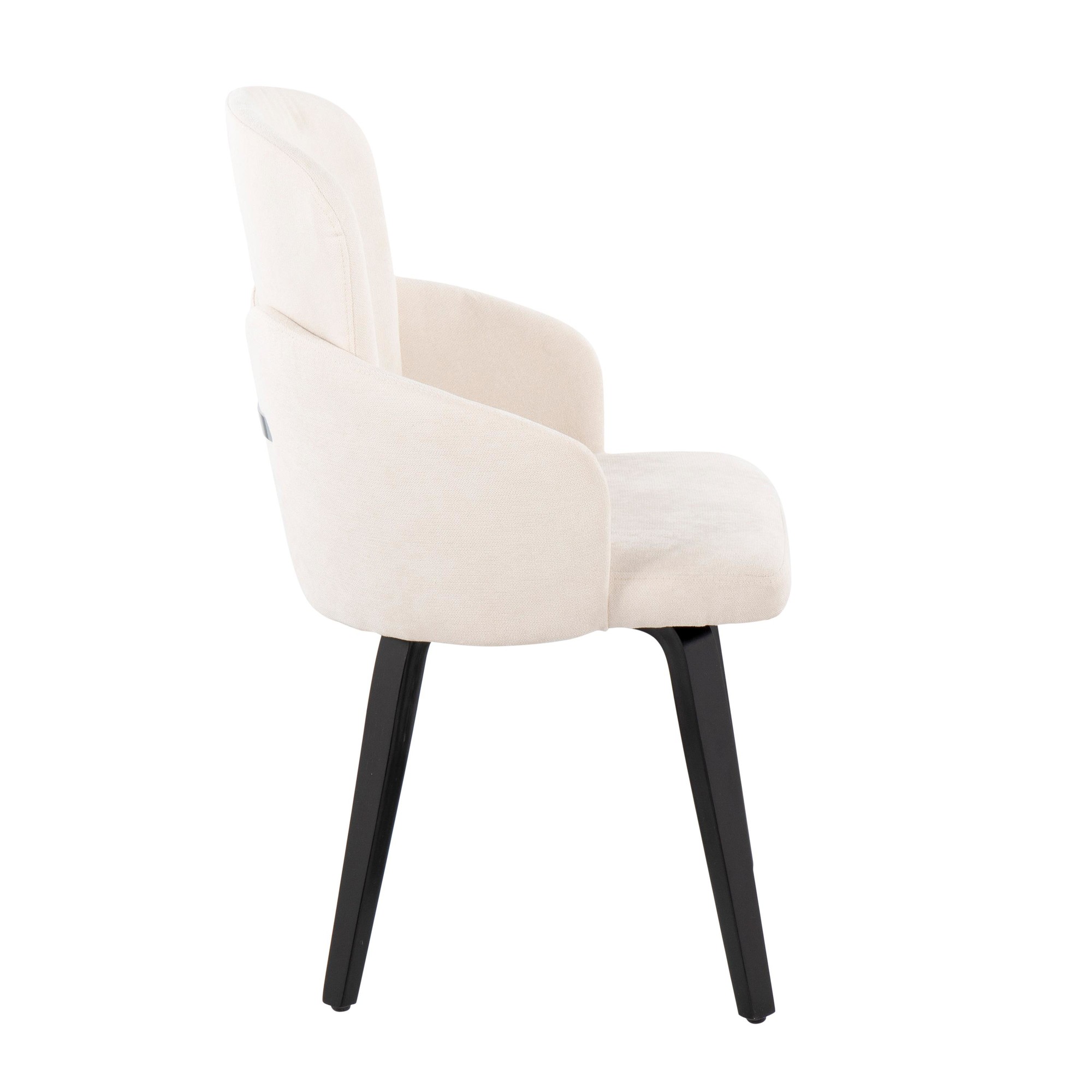Dahlia Black Wood Cream Fabric Contemporary Dining Chairs (Set of 2) 5 Dahlia Black Wood Cream Fabric Contemporary Dining Chairs (Set of 2) - Image 5