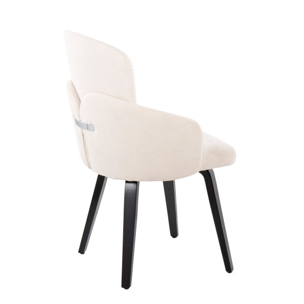 Dahlia Black Wood Cream Fabric Contemporary Dining Chairs Set of 2 5