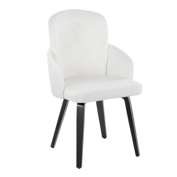 Dahlia Black Wood Cream Velvet Contemporary Dining Chairs Set of 2 1