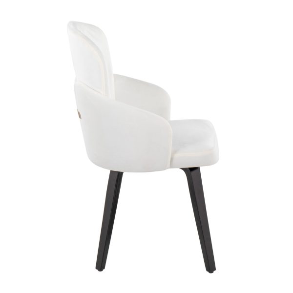 Dahlia Black Wood Cream Velvet Contemporary Dining Chairs Set of 2 2