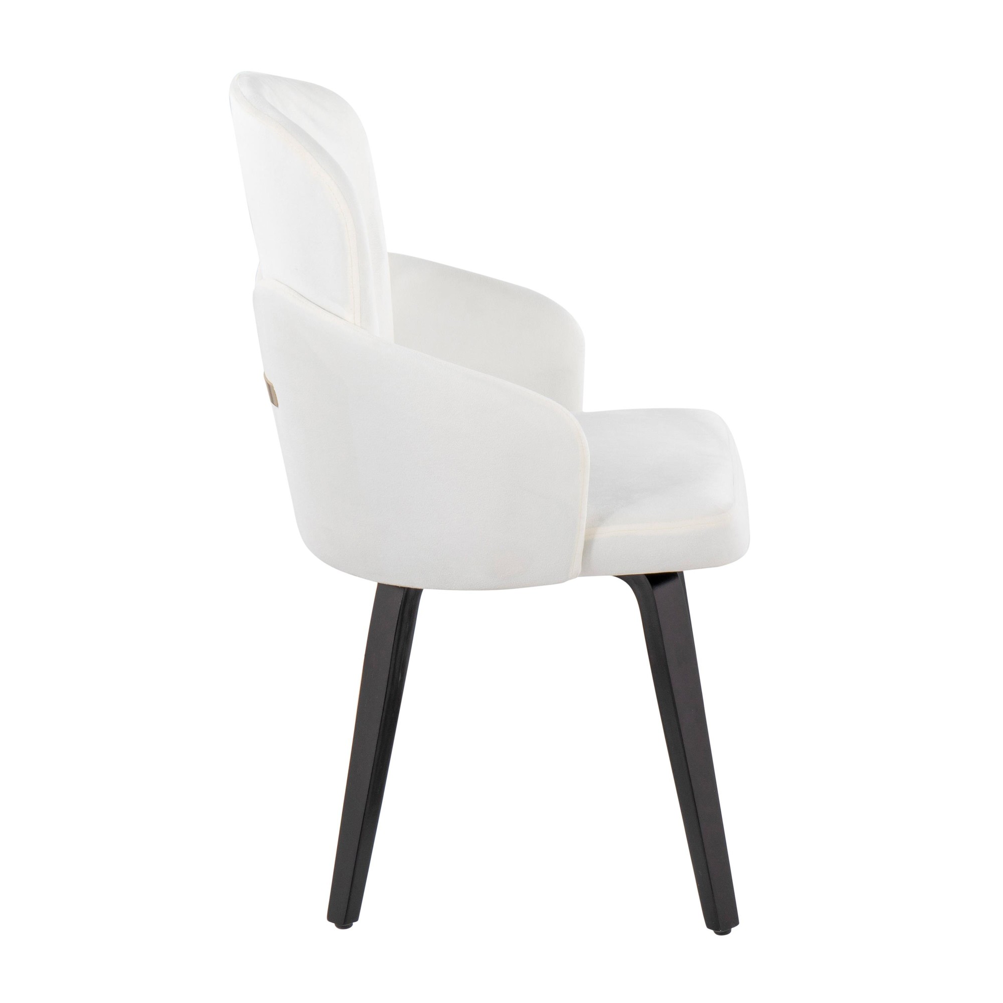 Dahlia Black Wood Cream Velvet Contemporary Dining Chairs (Set of 2) 3 Dahlia Black Wood Cream Velvet Contemporary Dining Chairs (Set of 2) - Image 3