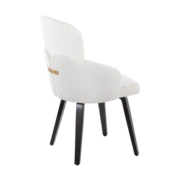 Dahlia Black Wood Cream Velvet Contemporary Dining Chairs Set of 2 3