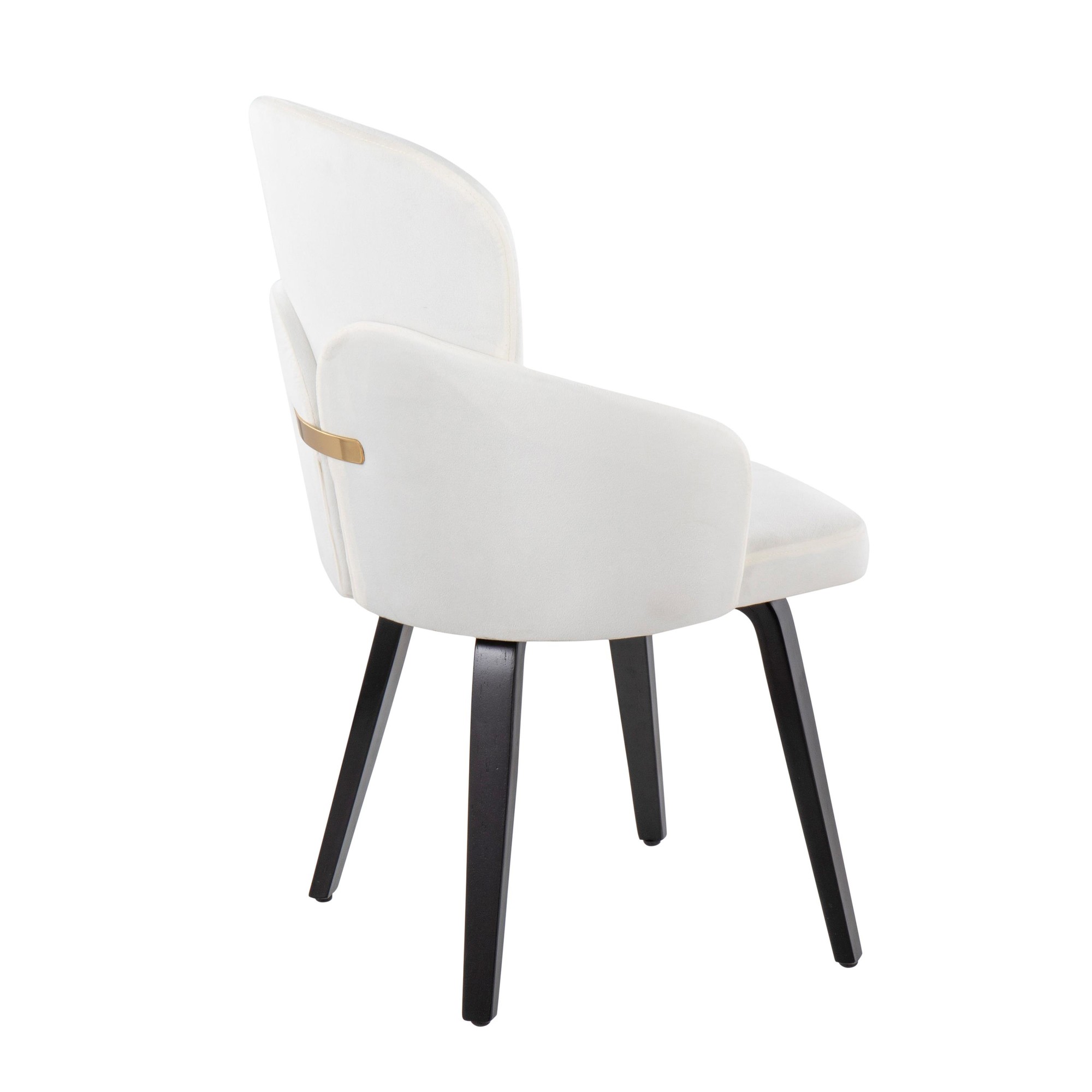 Dahlia Black Wood Cream Velvet Contemporary Dining Chairs (Set of 2) 4 Dahlia Black Wood Cream Velvet Contemporary Dining Chairs (Set of 2) - Image 4