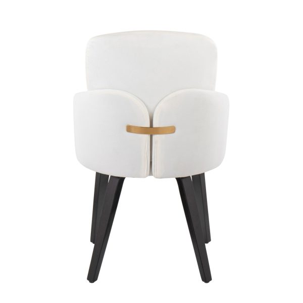 Dahlia Black Wood Cream Velvet Contemporary Dining Chairs Set of 2 4