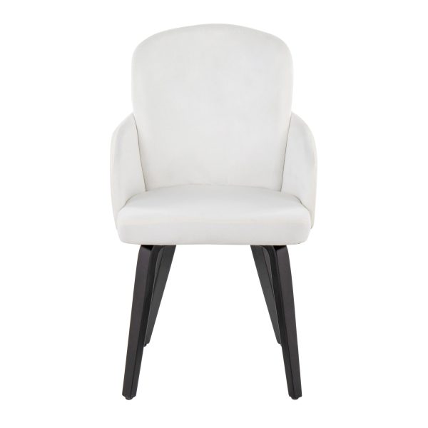 Dahlia Black Wood Cream Velvet Contemporary Dining Chairs Set of 2 5