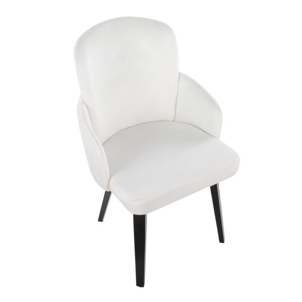 Dahlia Black Wood Cream Velvet Contemporary Dining Chairs Set of 2 6
