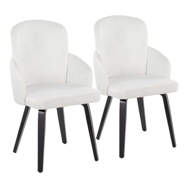 Dahlia Black Wood Cream Velvet Contemporary Dining Chairs Set of 2
