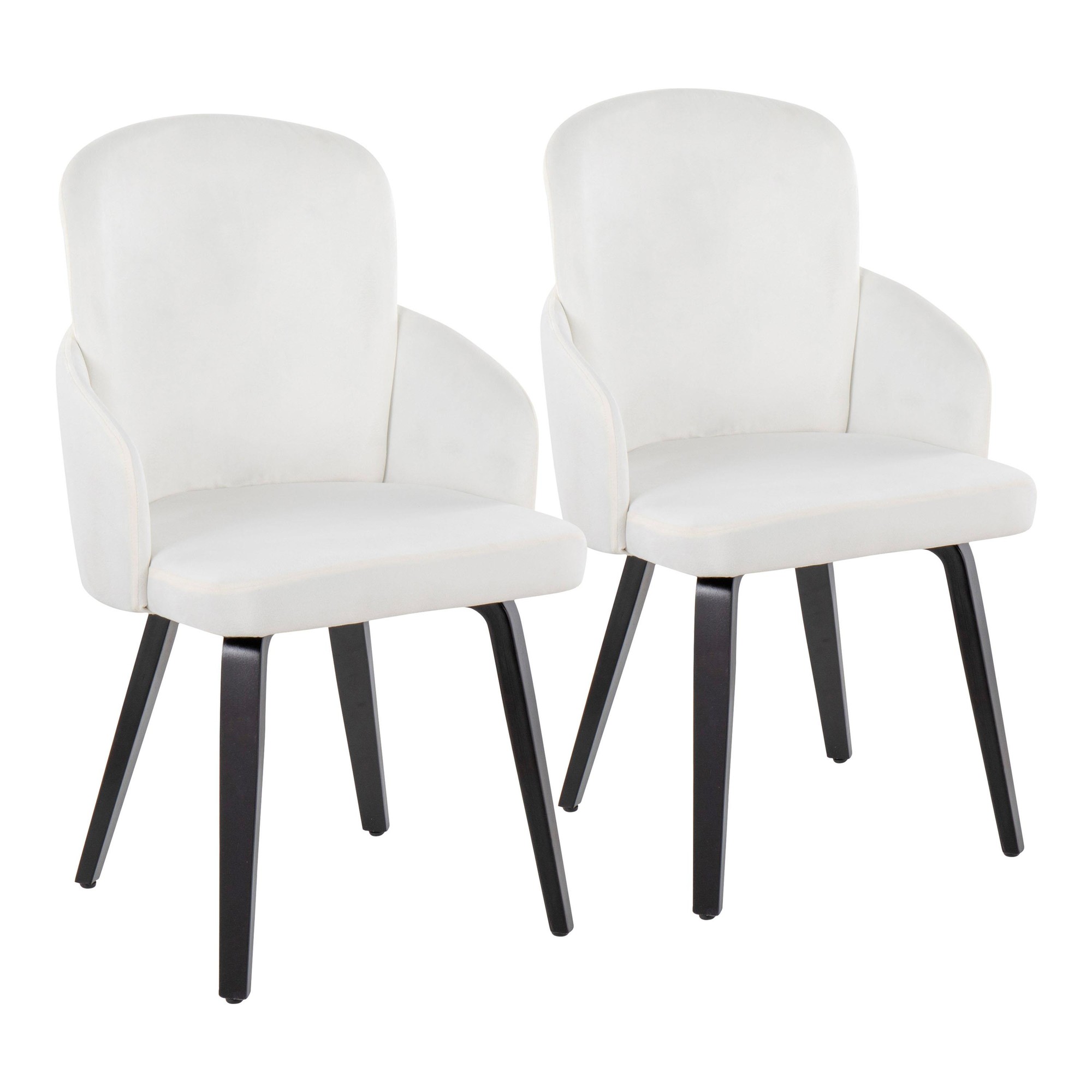 Dahlia Black Wood Cream Velvet Contemporary Dining Chairs (Set of 2) 1 Dahlia Black Wood Cream Velvet Contemporary Dining Chairs (Set of 2)