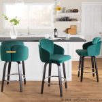 Dahlia Black Wood Green Velvet Contemporary Counter Stools (Set of 2) 13 Dahlia Black Wood Green Velvet Contemporary Counter Stools (Set of 2)