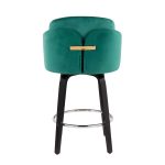 Dahlia Black Wood Green Velvet Contemporary Counter Stools (Set of 2) 18 Dahlia Black Wood Green Velvet Contemporary Counter Stools (Set of 2)