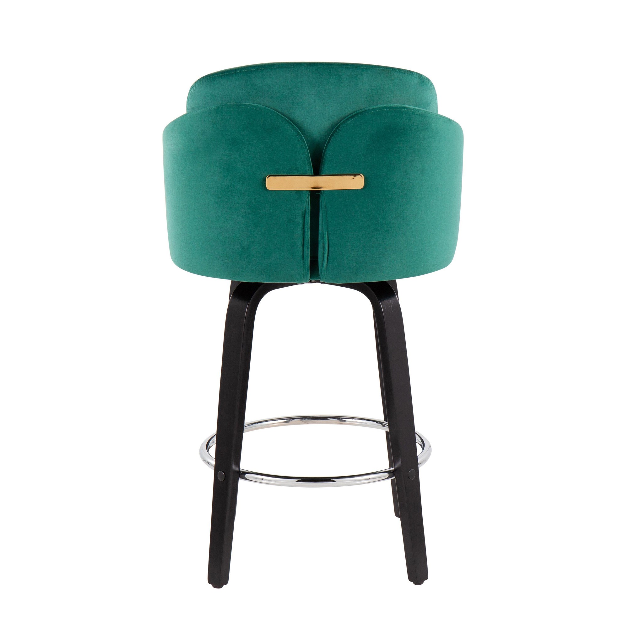 Dahlia Black Wood Green Velvet Contemporary Counter Stools (Set of 2) 7 Dahlia Black Wood Green Velvet Contemporary Counter Stools (Set of 2) - Image 7