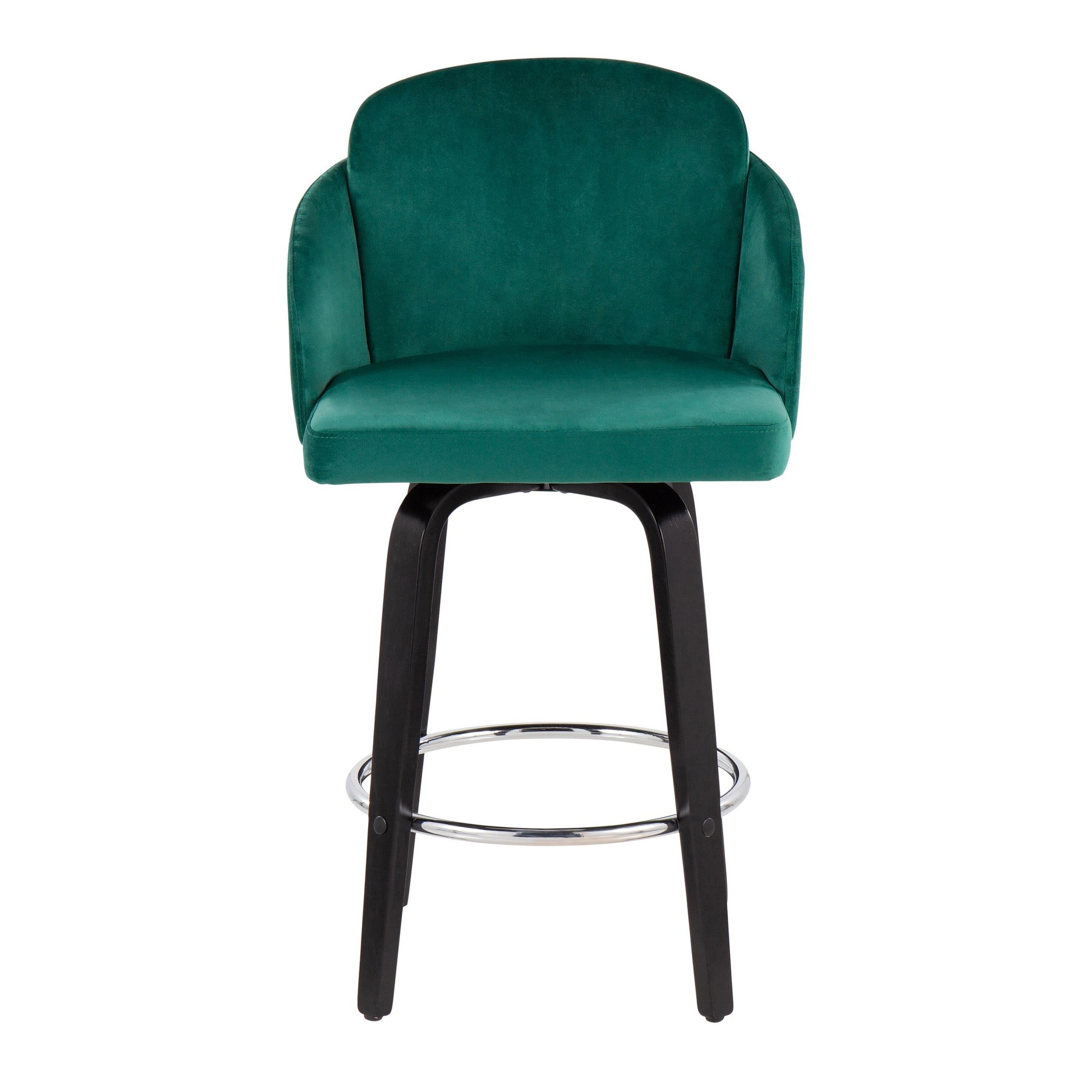 Dahlia Black Wood Green Velvet Contemporary Counter Stools (Set of 2) 8 Dahlia Black Wood Green Velvet Contemporary Counter Stools (Set of 2) - Image 8
