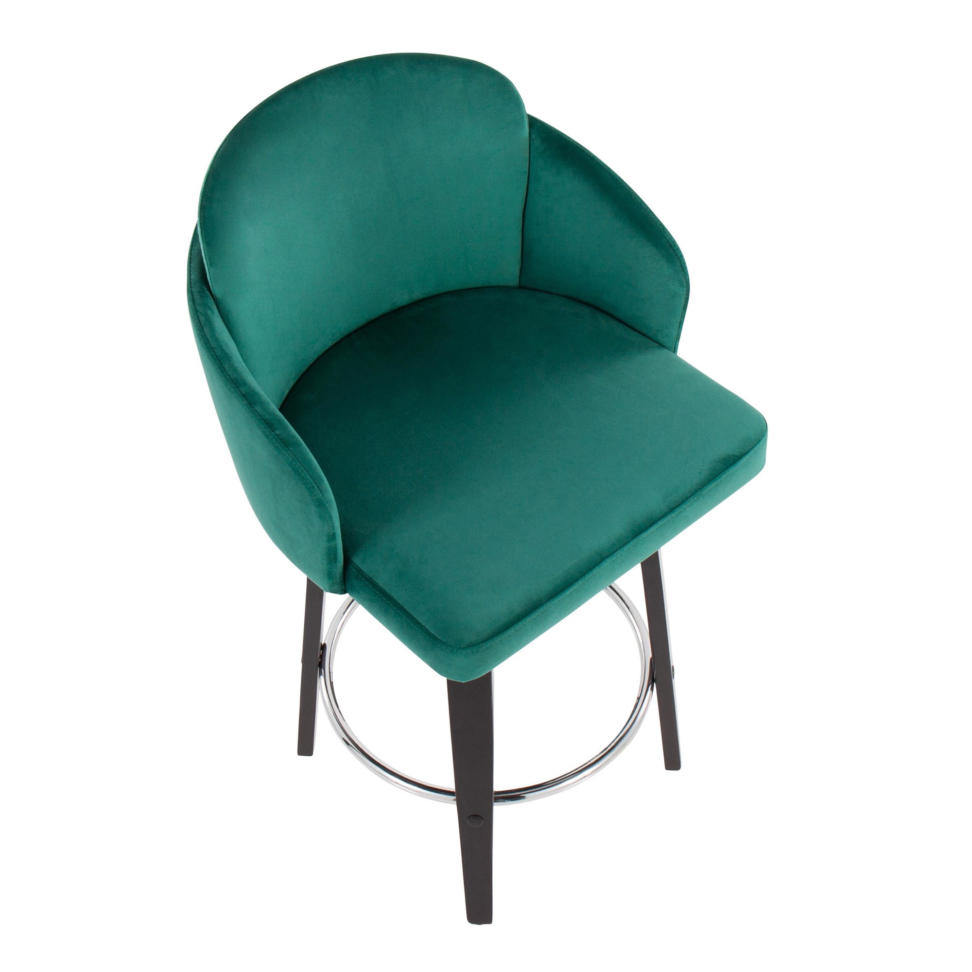 Dahlia Black Wood Green Velvet Contemporary Counter Stools (Set of 2) 9 Dahlia Black Wood Green Velvet Contemporary Counter Stools (Set of 2) - Image 9