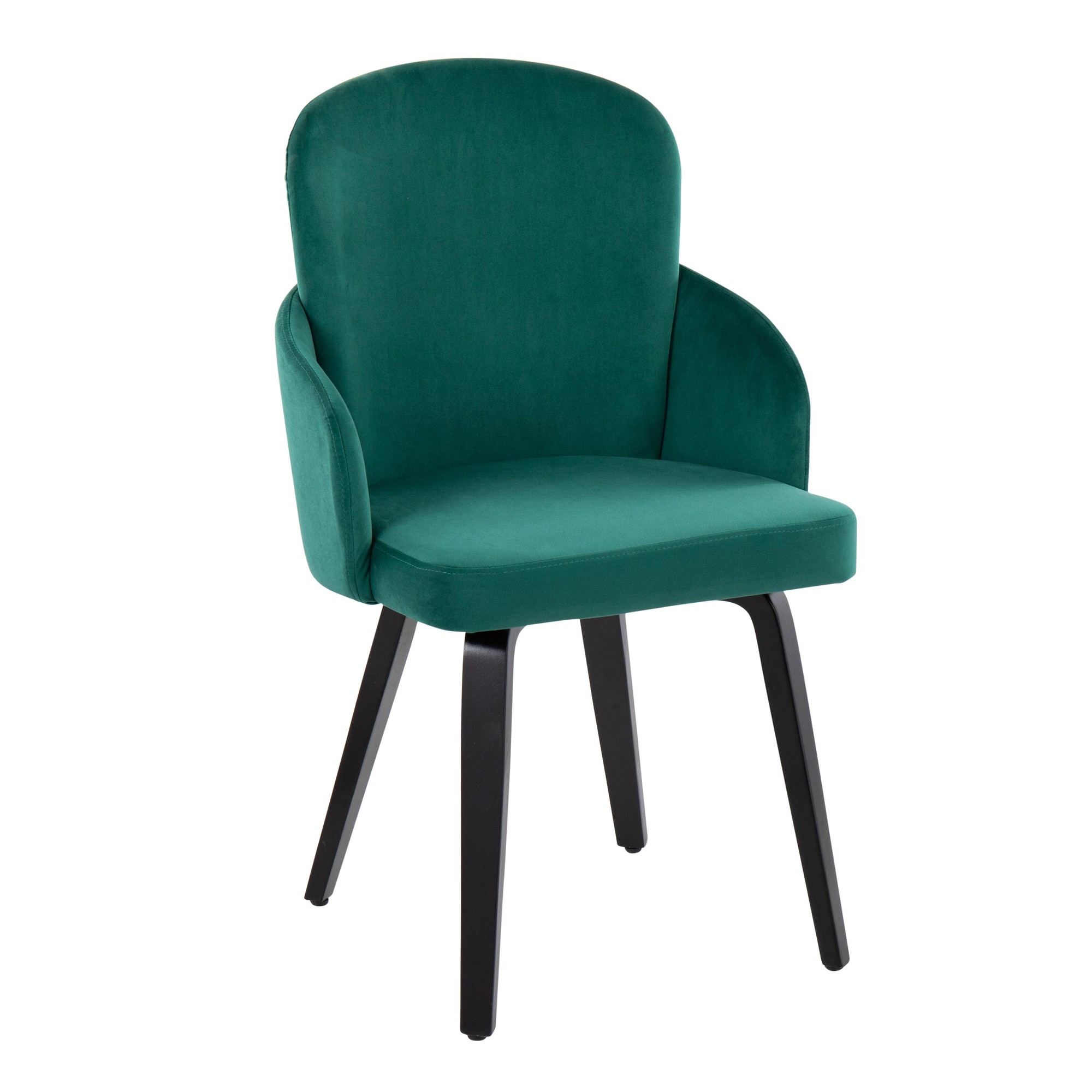 Dahlia Black Wood Green Velvet Contemporary Dining Chairs (Set of 2) 2 Dahlia Black Wood Green Velvet Contemporary Dining Chairs (Set of 2) - Image 2
