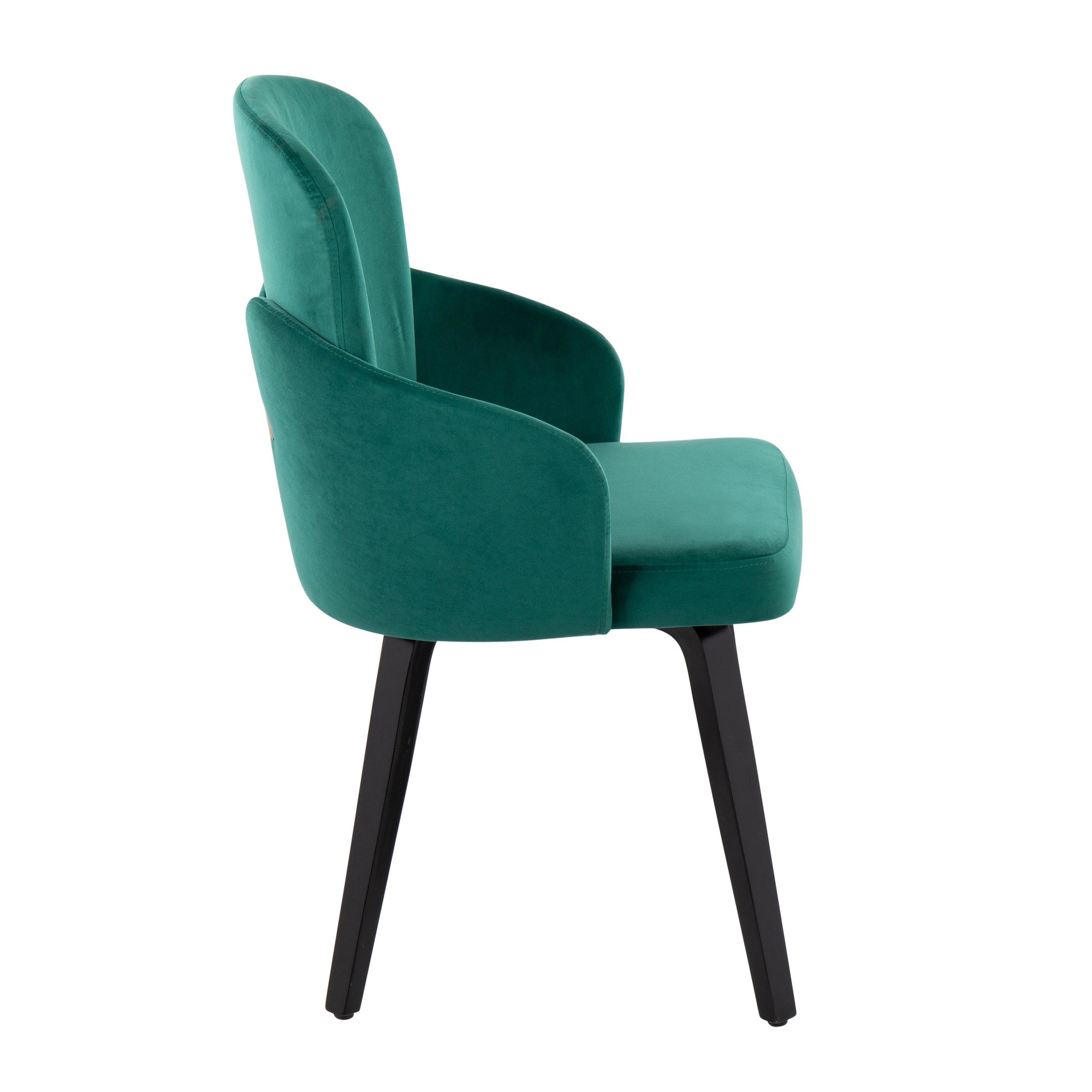 Dahlia Black Wood Green Velvet Contemporary Dining Chairs (Set of 2) 3 Dahlia Black Wood Green Velvet Contemporary Dining Chairs (Set of 2) - Image 3