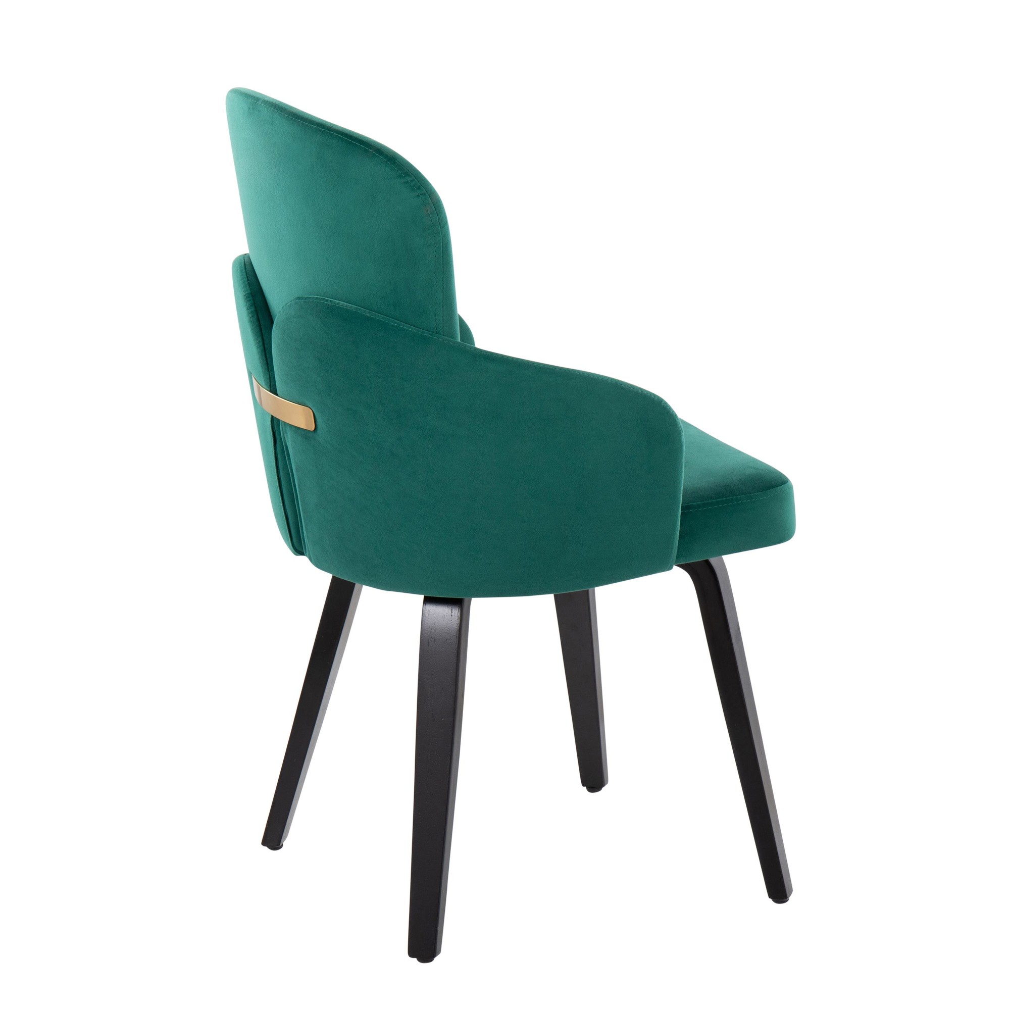 Dahlia Black Wood Green Velvet Contemporary Dining Chairs (Set of 2) 4 Dahlia Black Wood Green Velvet Contemporary Dining Chairs (Set of 2) - Image 4