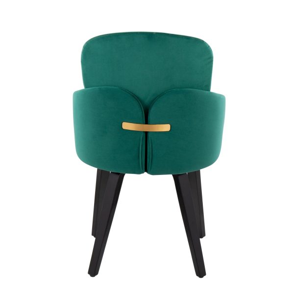 Dahlia Black Wood Green Velvet Contemporary Dining Chairs Set of 2 4