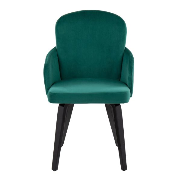 Dahlia Black Wood Green Velvet Contemporary Dining Chairs Set of 2 5