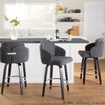 Dahlia Black Wood Grey Fabric Contemporary Counter Stools (Set of 2) 12 Dahlia Black Wood Grey Fabric Contemporary Counter Stools (Set of 2)
