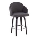 Dahlia Black Wood Grey Fabric Contemporary Counter Stools (Set of 2) 15 Dahlia Black Wood Grey Fabric Contemporary Counter Stools (Set of 2)