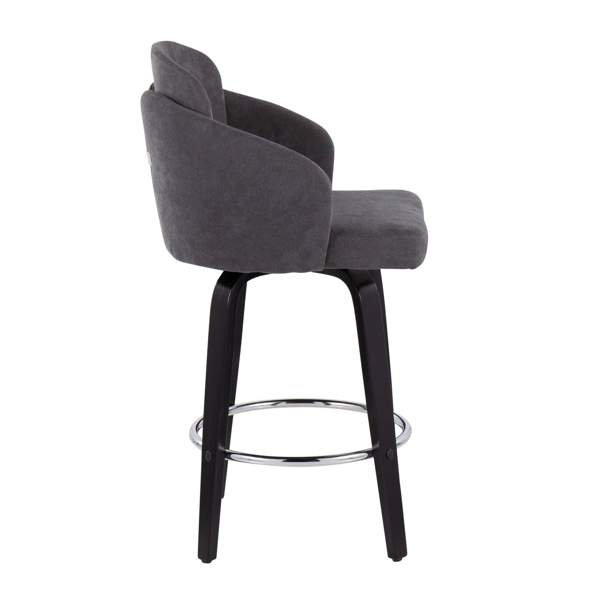 Dahlia Black Wood Grey Fabric Contemporary Counter Stools (Set of 2) 5 Dahlia Black Wood Grey Fabric Contemporary Counter Stools (Set of 2) - Image 5