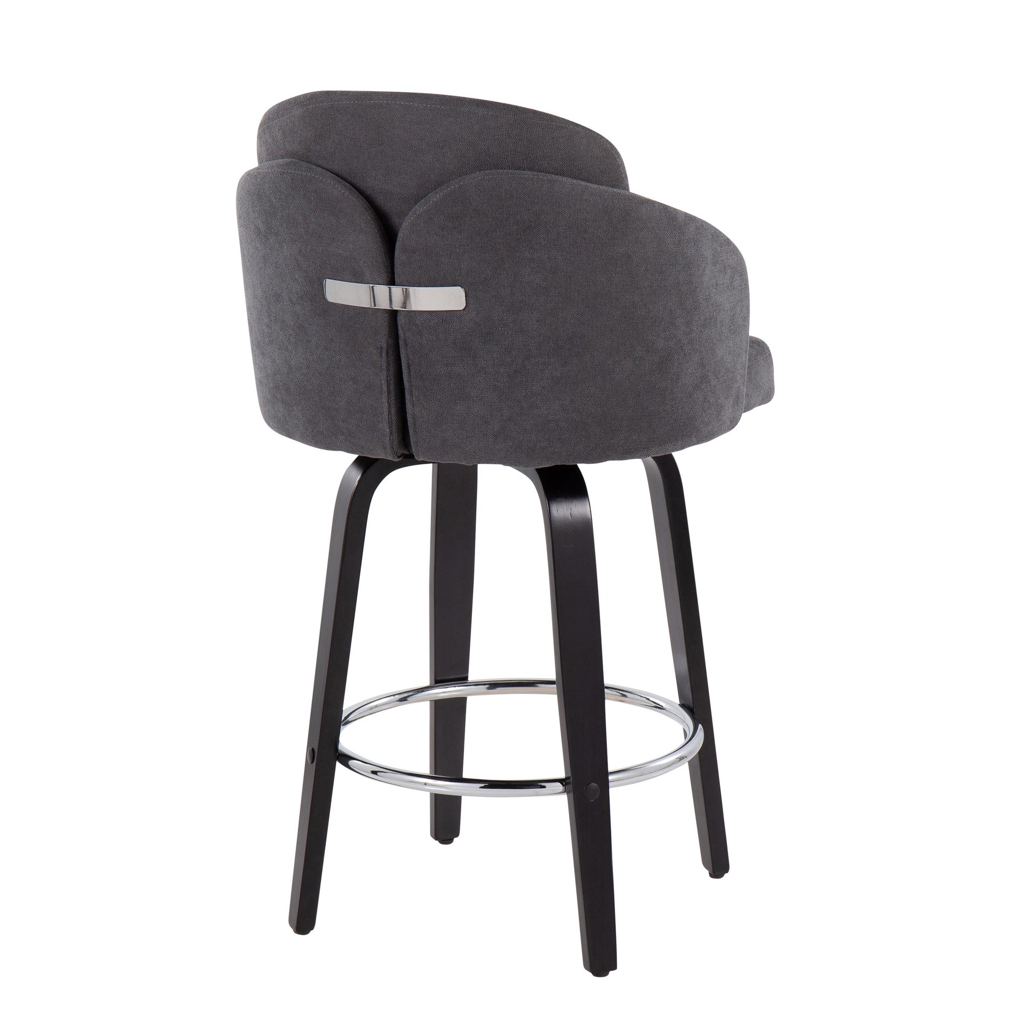 Dahlia Black Wood Grey Fabric Contemporary Counter Stools (Set of 2) 6 Dahlia Black Wood Grey Fabric Contemporary Counter Stools (Set of 2) - Image 6