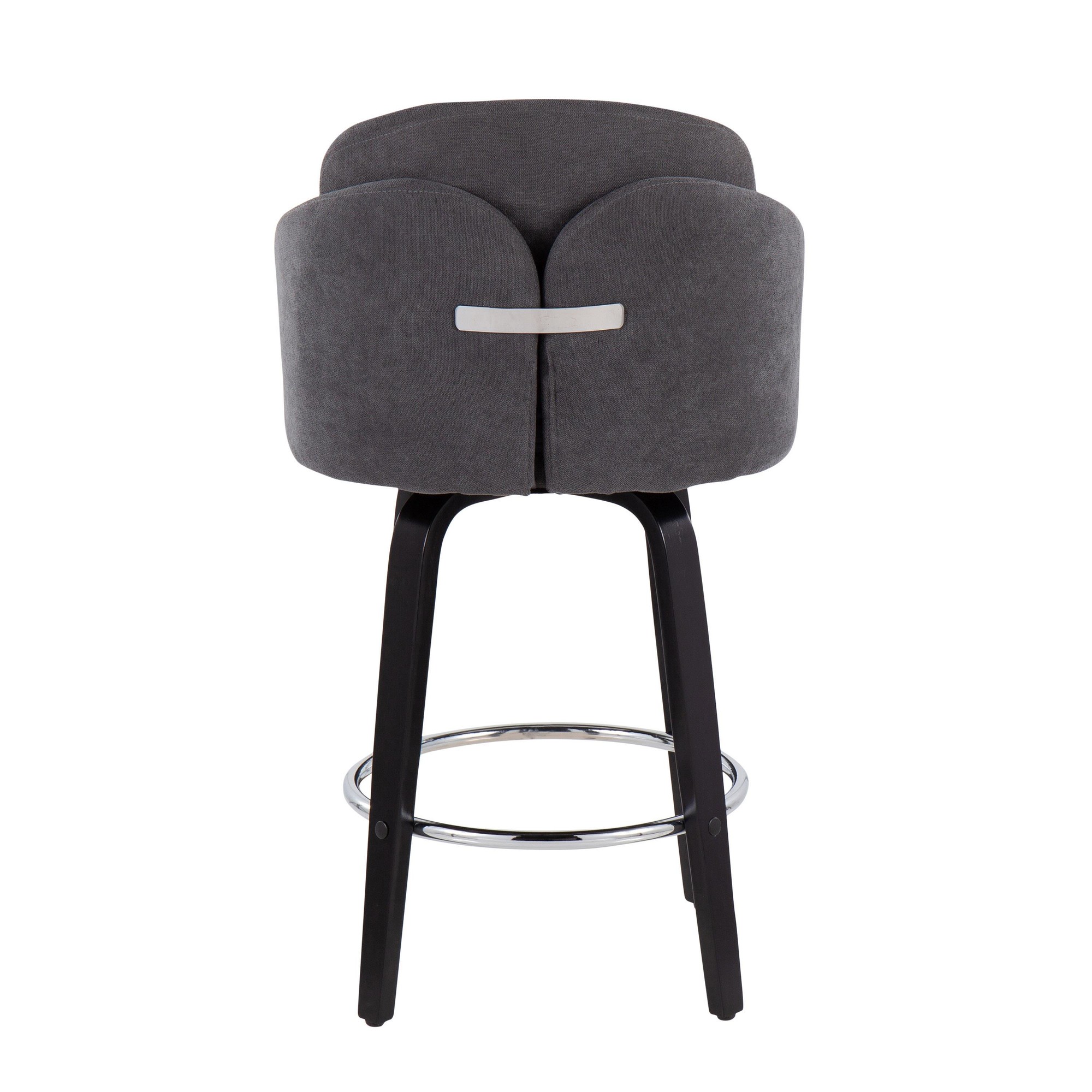 Dahlia Black Wood Grey Fabric Contemporary Counter Stools (Set of 2) 7 Dahlia Black Wood Grey Fabric Contemporary Counter Stools (Set of 2) - Image 7