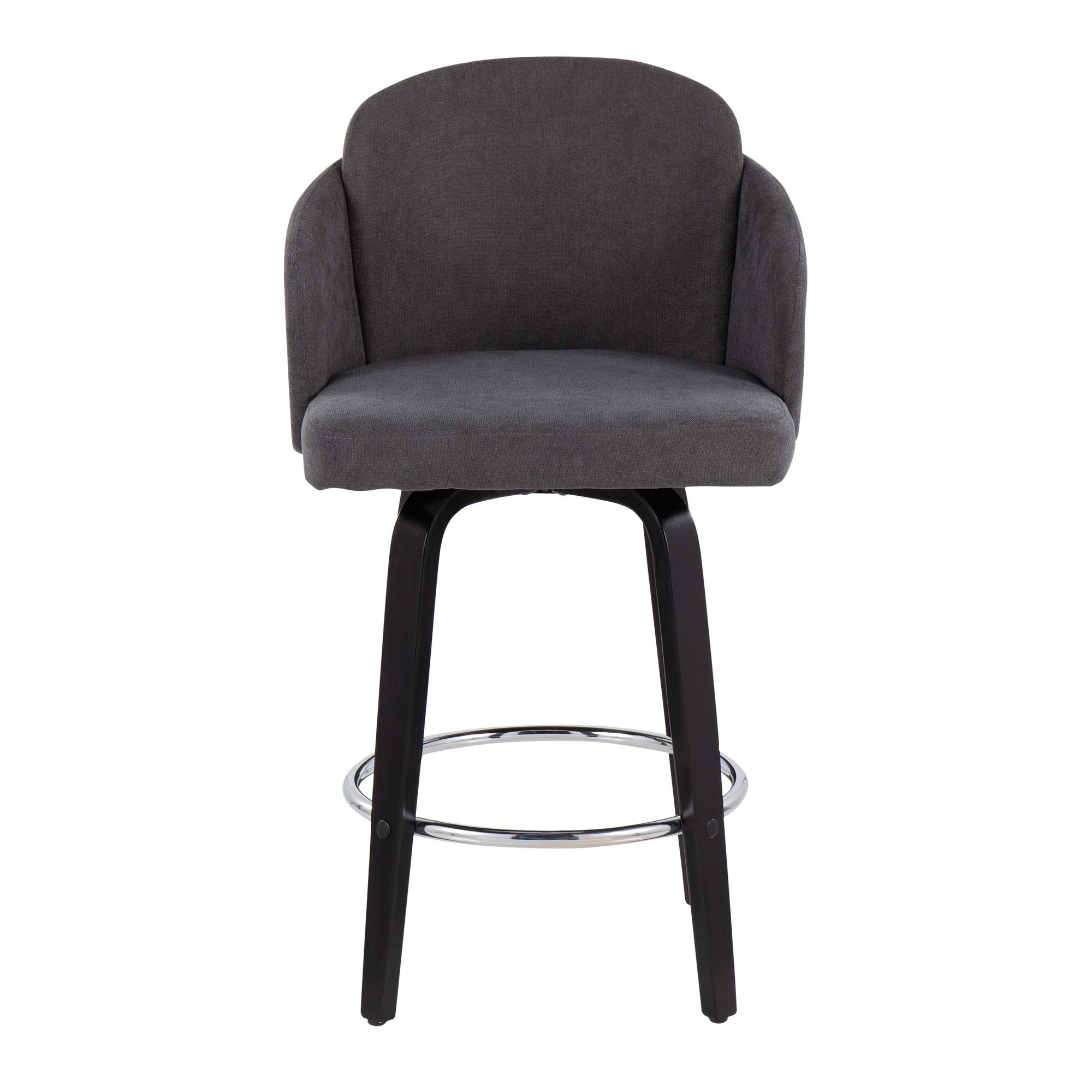 Dahlia Black Wood Grey Fabric Contemporary Counter Stools (Set of 2) 8 Dahlia Black Wood Grey Fabric Contemporary Counter Stools (Set of 2) - Image 8