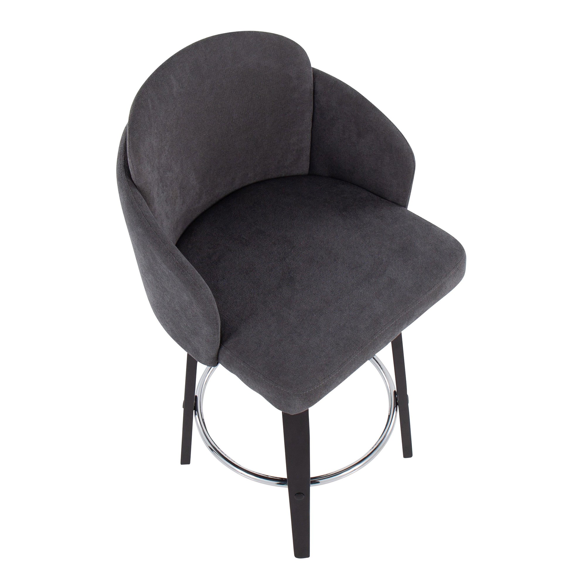 Dahlia Black Wood Grey Fabric Contemporary Counter Stools (Set of 2) 9 Dahlia Black Wood Grey Fabric Contemporary Counter Stools (Set of 2) - Image 9