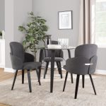 Dahlia Black Wood Grey Fabric Contemporary Dining Chairs (Set of 2) 12 Dahlia Black Wood Grey Fabric Contemporary Dining Chairs (Set of 2)