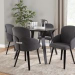 Dahlia Black Wood Grey Fabric Contemporary Dining Chairs (Set of 2) 11 Dahlia Black Wood Grey Fabric Contemporary Dining Chairs (Set of 2)
