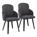 Dahlia Black Wood Grey Fabric Contemporary Dining Chairs (Set of 2) 13 Dahlia Black Wood Grey Fabric Contemporary Dining Chairs (Set of 2)