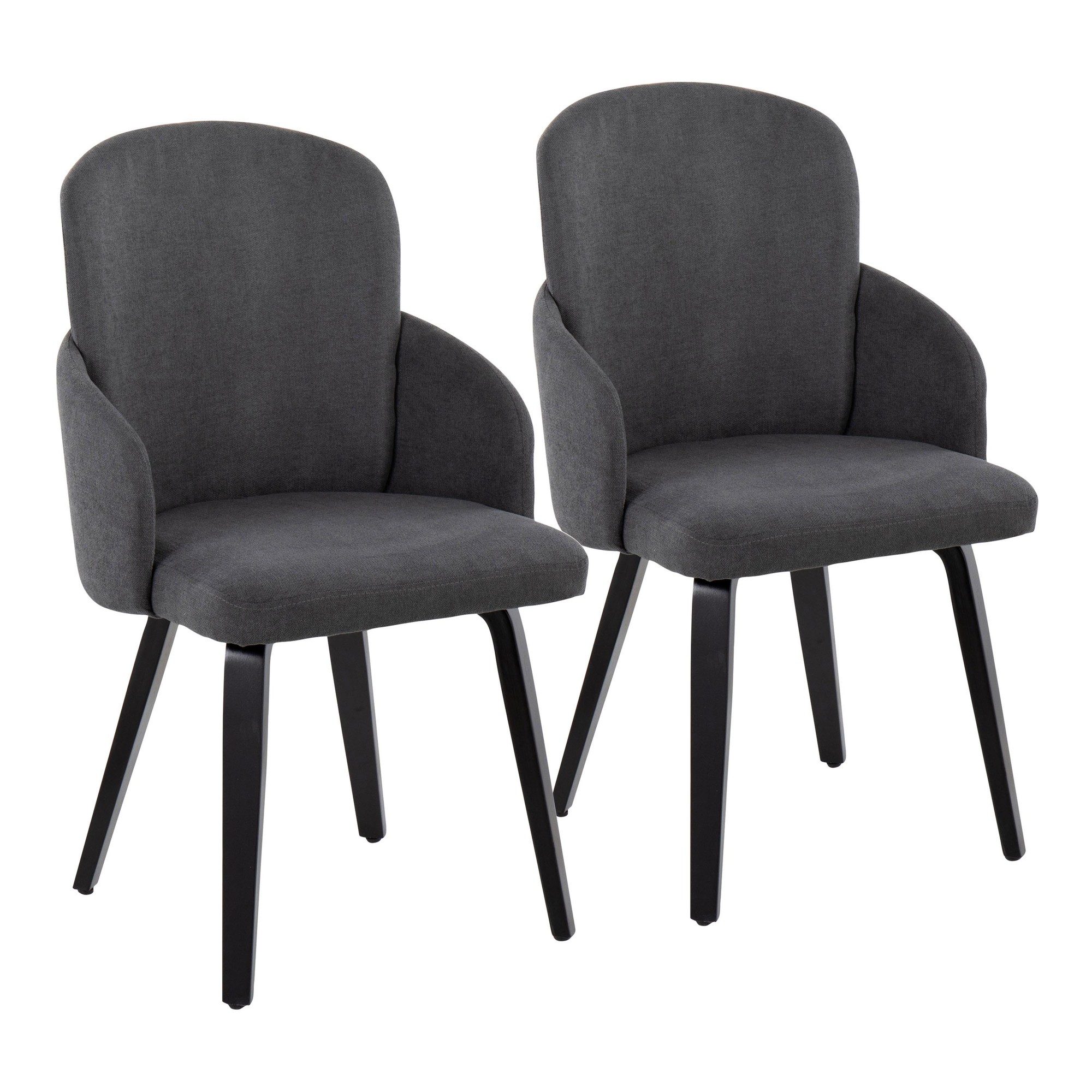Dahlia Black Wood Grey Fabric Contemporary Dining Chairs (Set of 2) 3 Dahlia Black Wood Grey Fabric Contemporary Dining Chairs (Set of 2) - Image 3