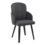 Dahlia Black Wood Grey Fabric Contemporary Dining Chairs (Set of 2) 14 Dahlia Black Wood Grey Fabric Contemporary Dining Chairs (Set of 2)