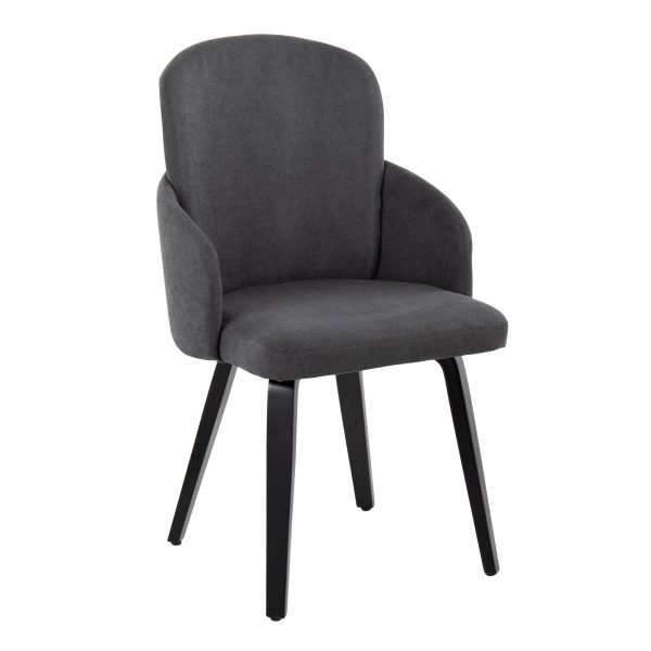 Dahlia Black Wood Grey Fabric Contemporary Dining Chairs Set of 2 3