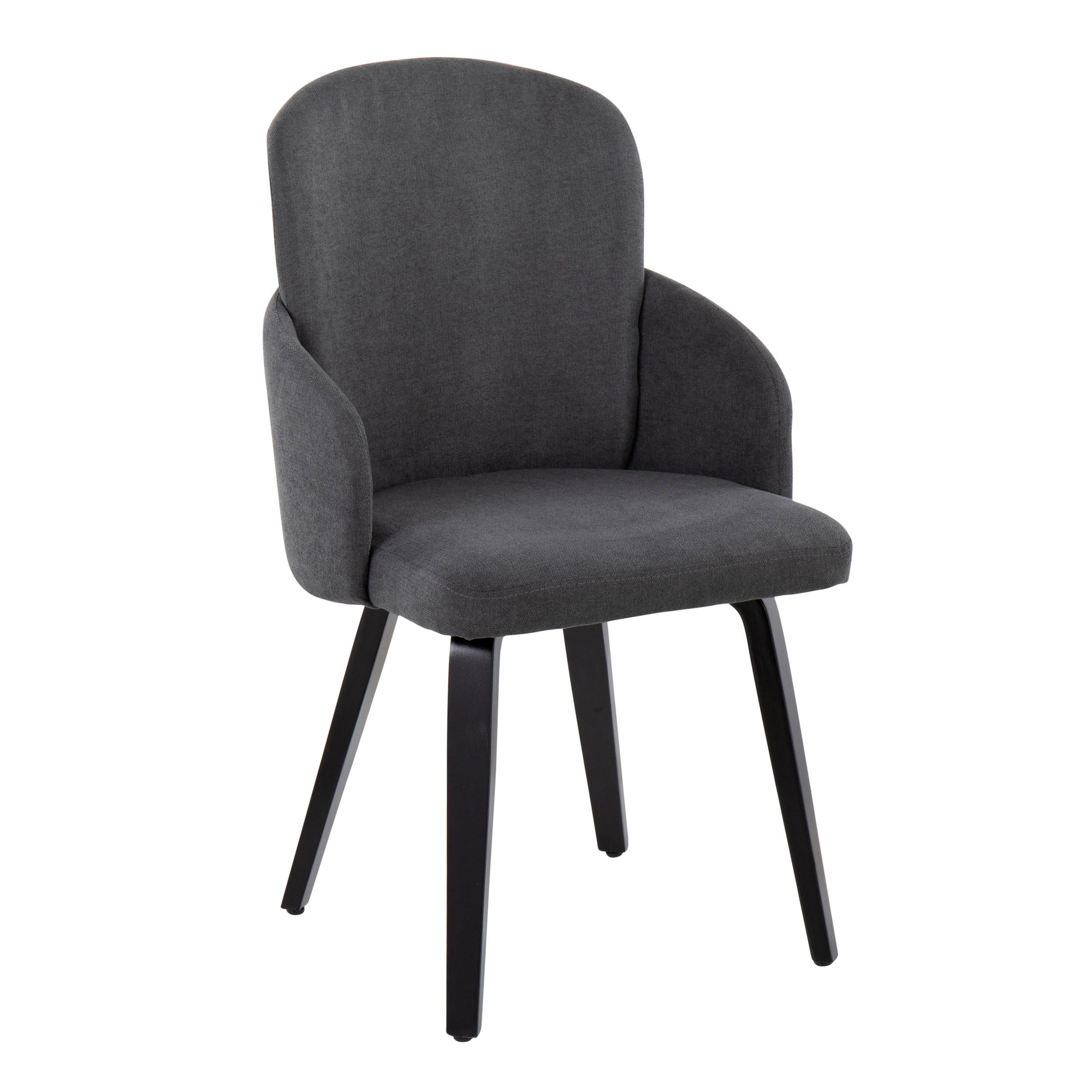 Dahlia Black Wood Grey Fabric Contemporary Dining Chairs (Set of 2) 4 Dahlia Black Wood Grey Fabric Contemporary Dining Chairs (Set of 2) - Image 4